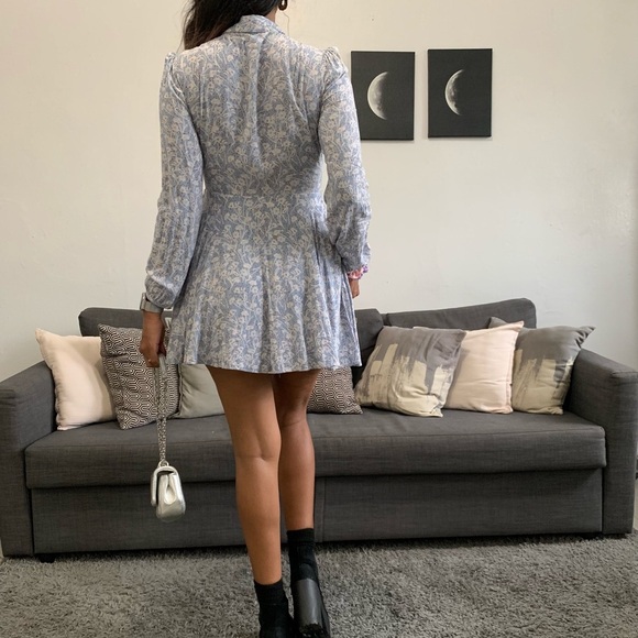 Floral long sleeve mini button‎ down summer dress - Picture 6 of 11